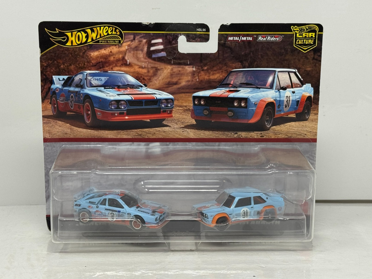 Hot Wheels Premium Gulf Lancia Rally 037 & Fiat 131 Abarth 2-Pack 1:64 Diecast