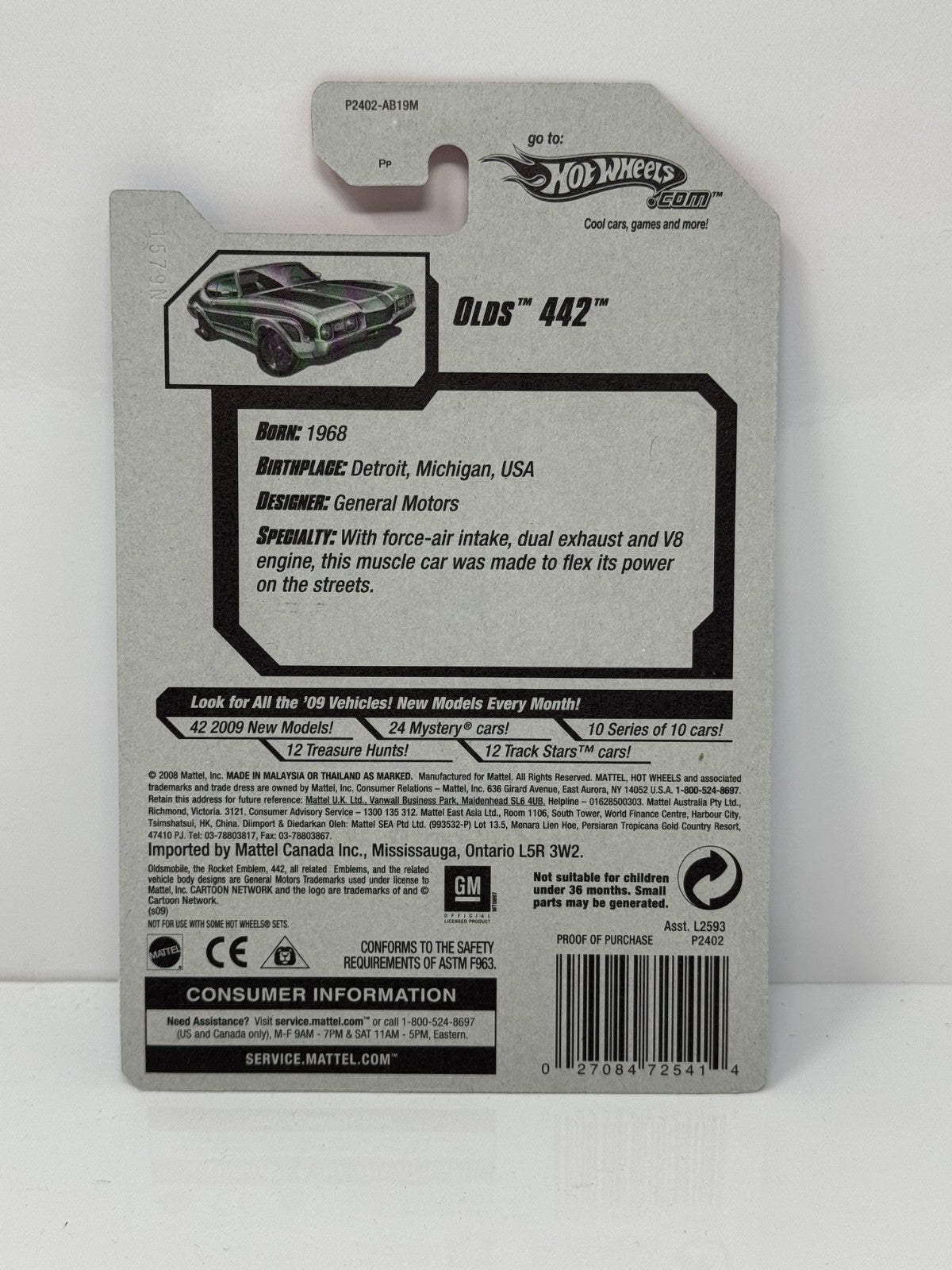 Hot Wheels Muscle Mania 1970 Oldsmobile 442 1:64 Diecast Factory Sealed White