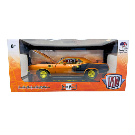 M2 Machines 1971 Plymouth HEMI Cuda CHASE 1:24 Diecast Detroit Muscle Gold Rims