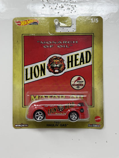 Hot Wheels Premium Lion Head Motor Oil 1937 Haulin' Gas 1:64 Diecast Real Riders