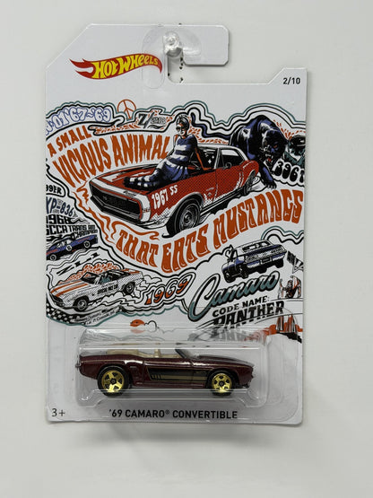 Hot Wheels 50th Camaro 1969 Chevrolet Camaro Convertible 1:64 Diecast Maroon