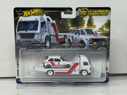 Hot Wheels Premium Team Transport 1973 Honda Civic Custom & Hauler 1:64 Diecast
