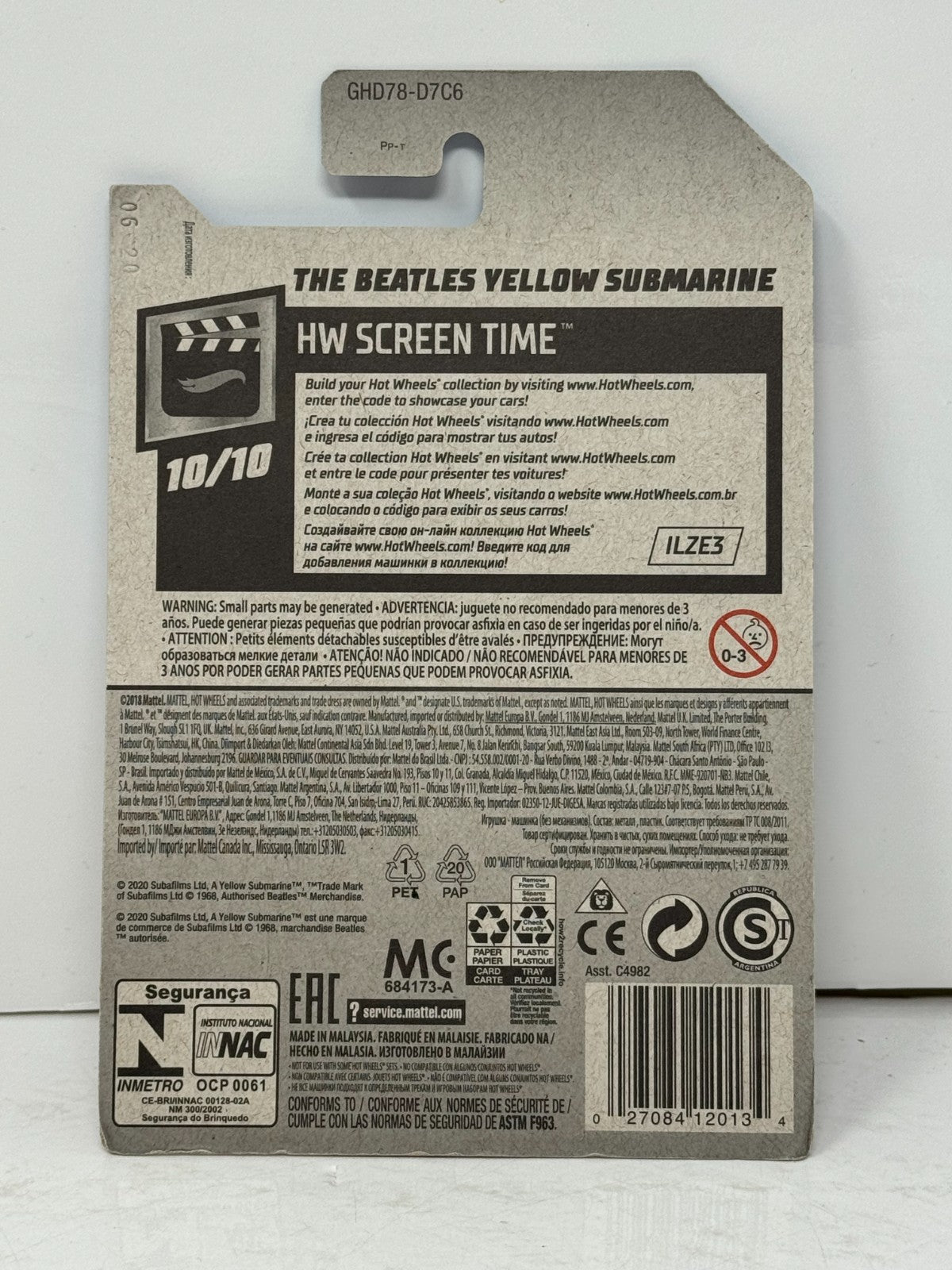 Hot Wheels Treasure Hunt Screen Time The Beatles Yellow Submarine 1:64 Diecast