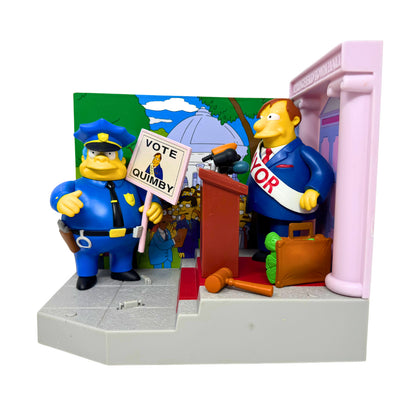 Simpsons World of Springfield Town Hall Announcement Playmates Playset Diorama