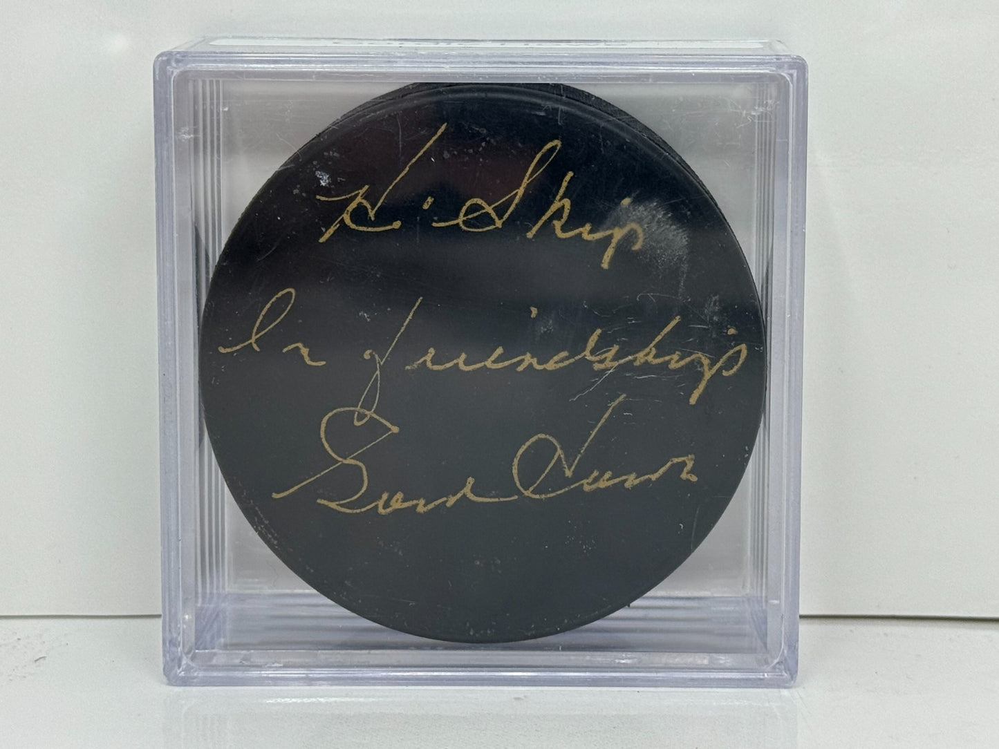 Gordie Howe Signed NHL Autograph Puck Gold Auto
