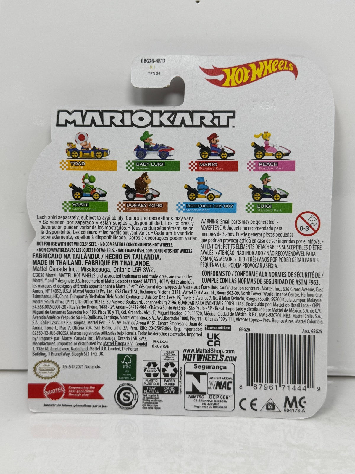 Hot Wheels Mario Kart Mario Standard Kart 1:64 Diecast
