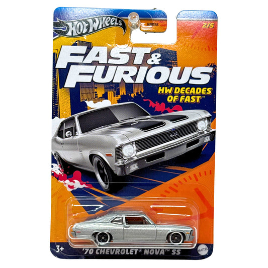 Hot Wheels Fast & Furious 1970 Chevrolet Nova SS HW Decades of Fast Muscle Car 1:64 Diecast