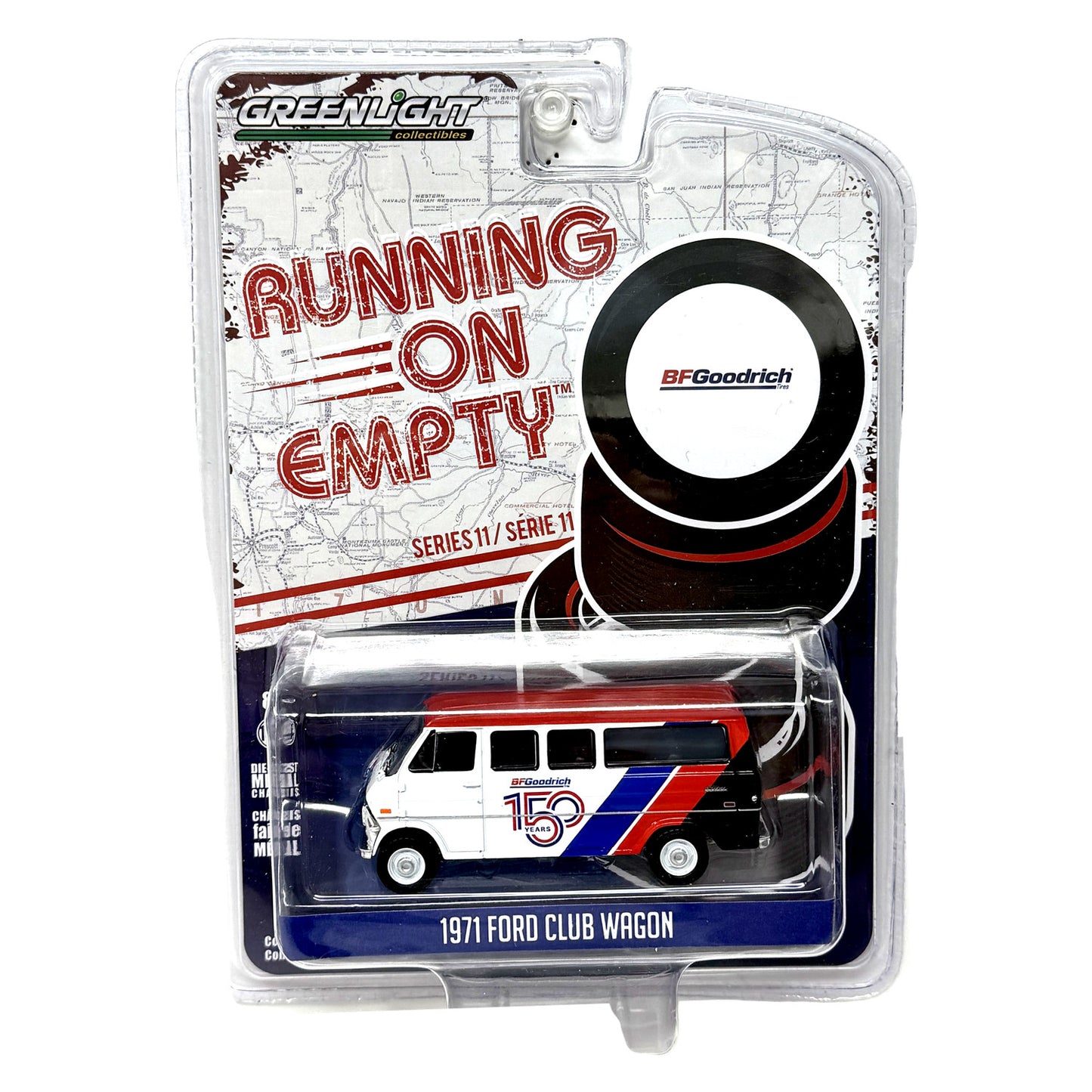 GreenLight Running On Empty 1971 Ford Club Wagon BFGoodrich 1:64 Diecast