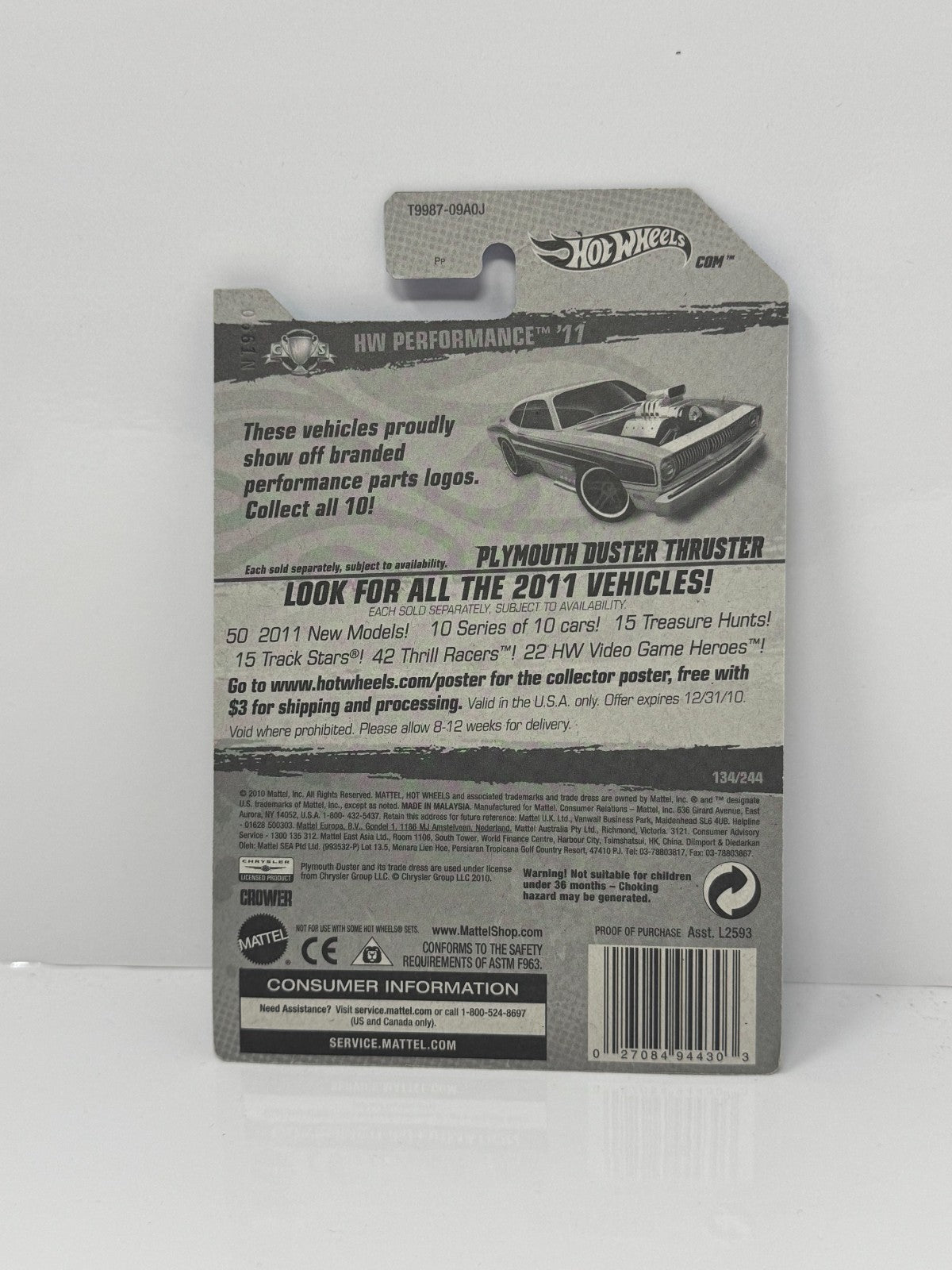 Hot Wheels Performance Plymouth Duster Thruster 1:64 Diecast Blue Factory Sealed