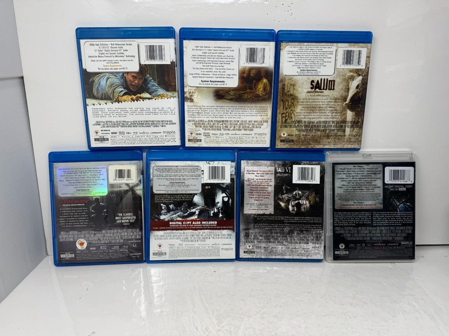 Saw I-VII The Final Chapter Blu-ray Horror Movie Collection Unrated Set