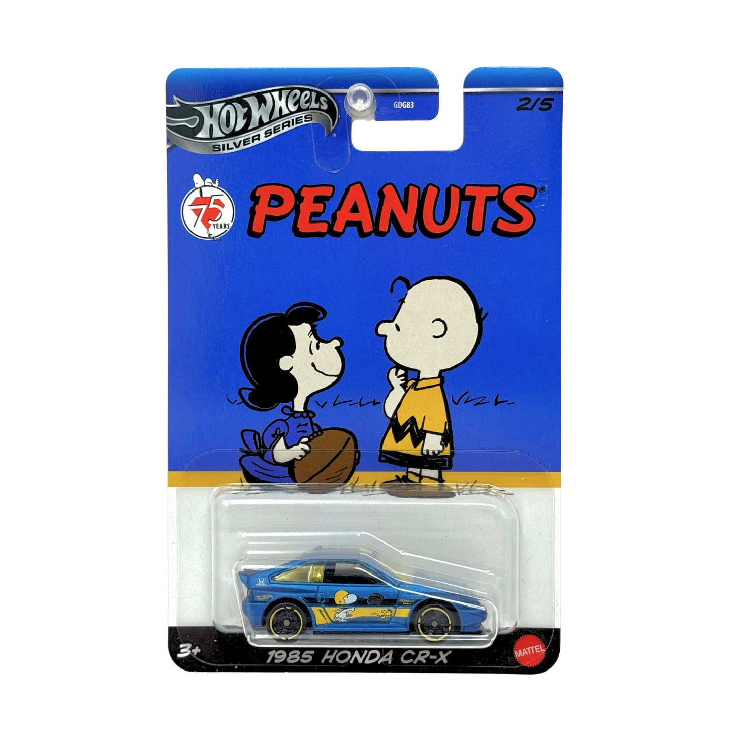 Hot Wheels Silver Series Peanuts 1985 Honda CR-X 1:64 Diecast Blue