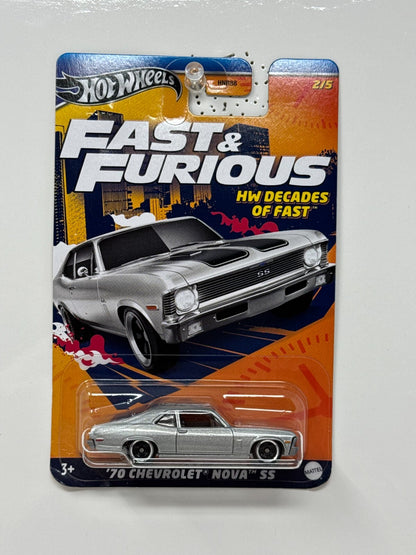Hot Wheels Fast & Furious 1970 Chevrolet Nova SS HW Decades of Fast Muscle Car 1:64 Diecast