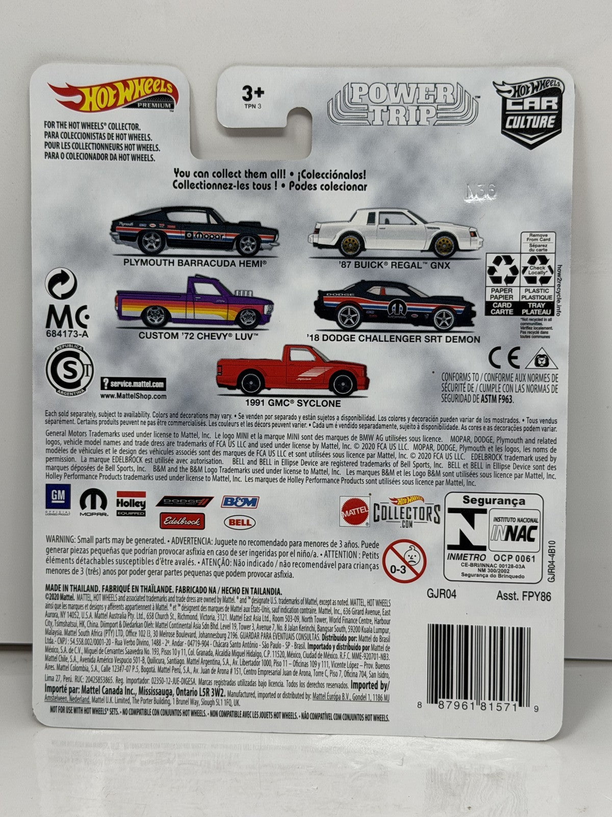 Hot Wheels Premium Power Trip 2018 Dodge Challenger SRT Demon 1:64 Diecast