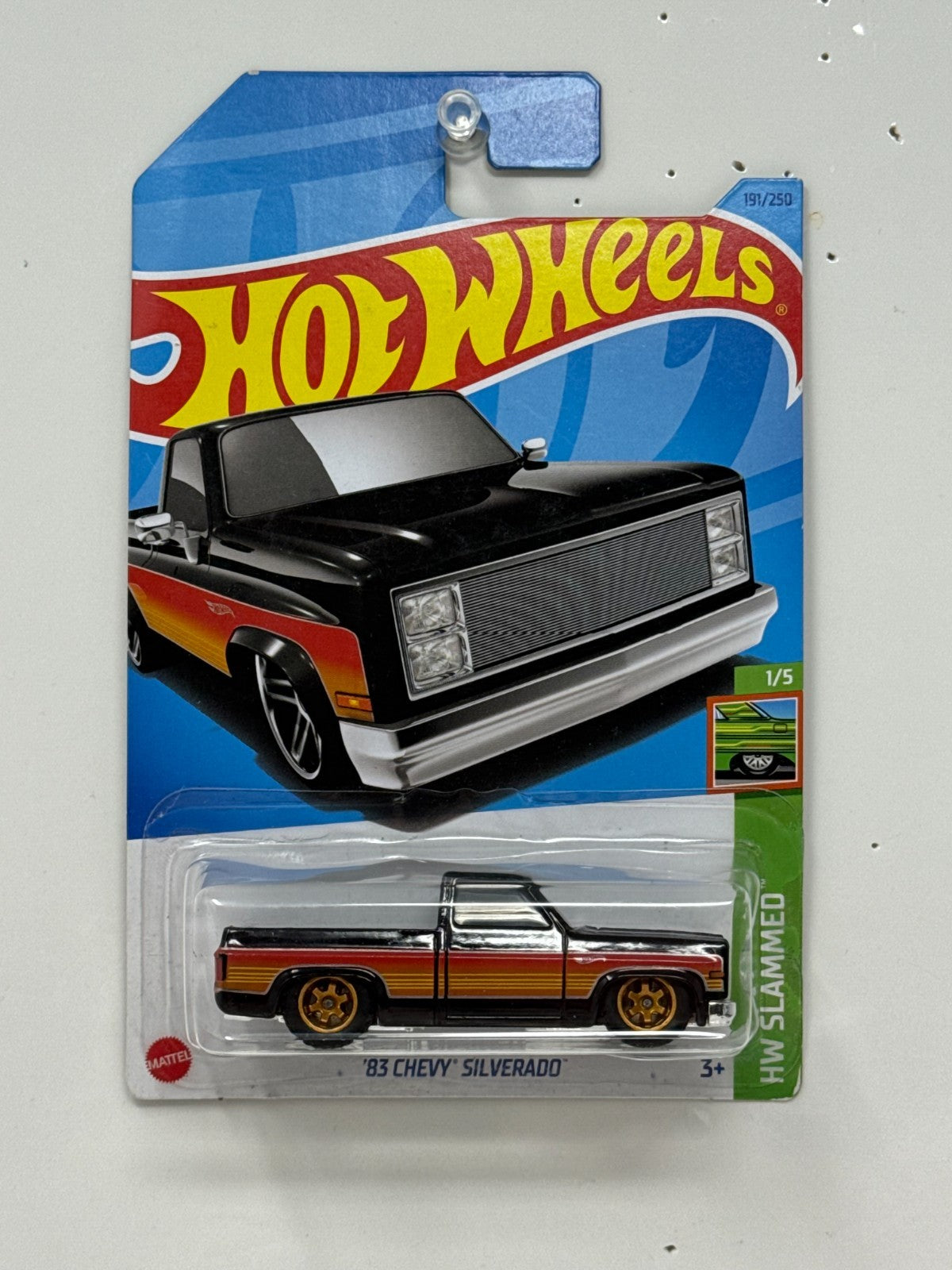 Custom Hot Wheels HW Slammed 1983 Chevy Silverado 1:64 Diecast Wheel Swap