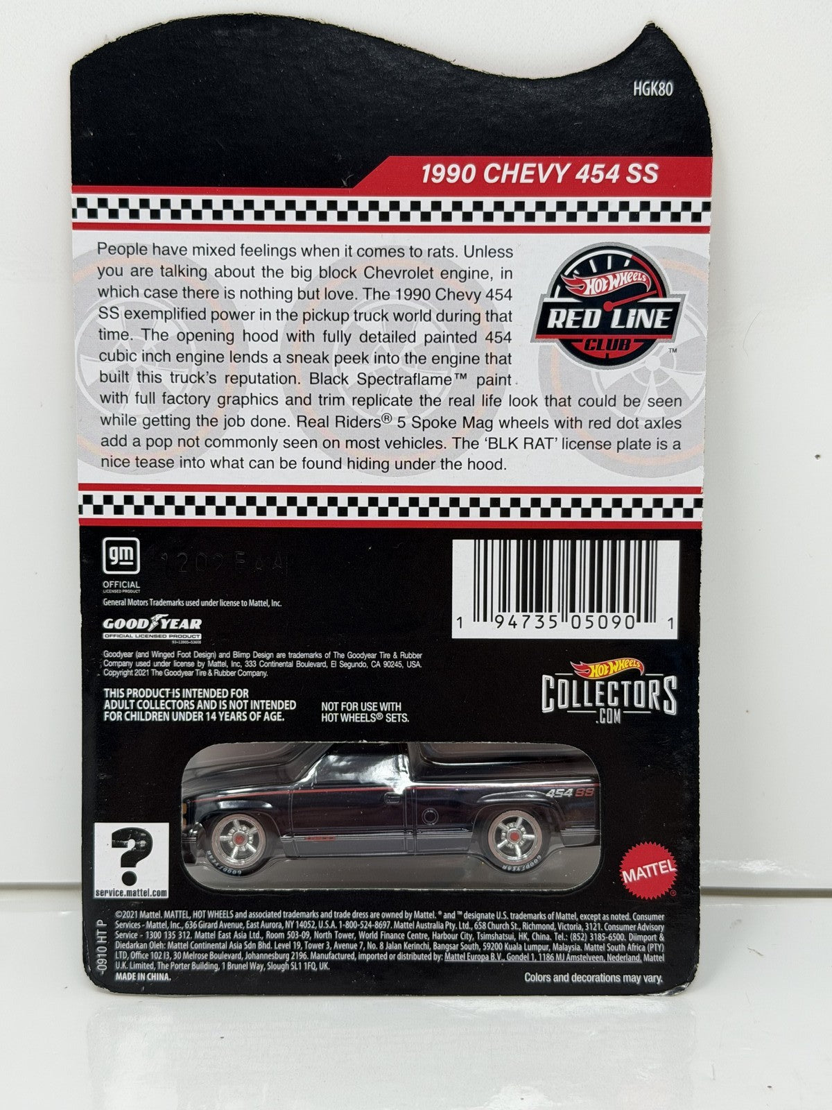 Hot Wheels RLC Red Line Club 1990 Chevrolet 454 SS 1:64 Diecast