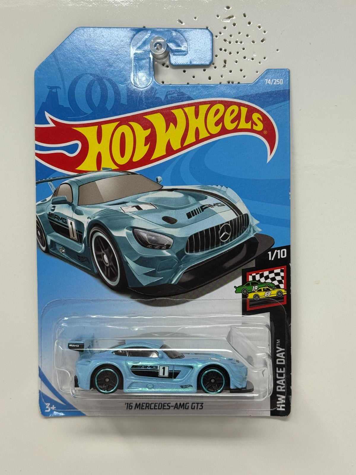 Hot Wheels HW Race Day 2016 Mercedes-AMG GT3 1:64 Diecast Light Blue