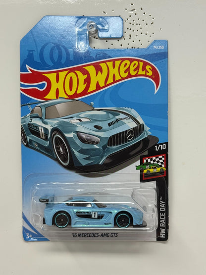 Hot Wheels HW Race Day 2016 Mercedes-AMG GT3 1:64 Diecast Light Blue