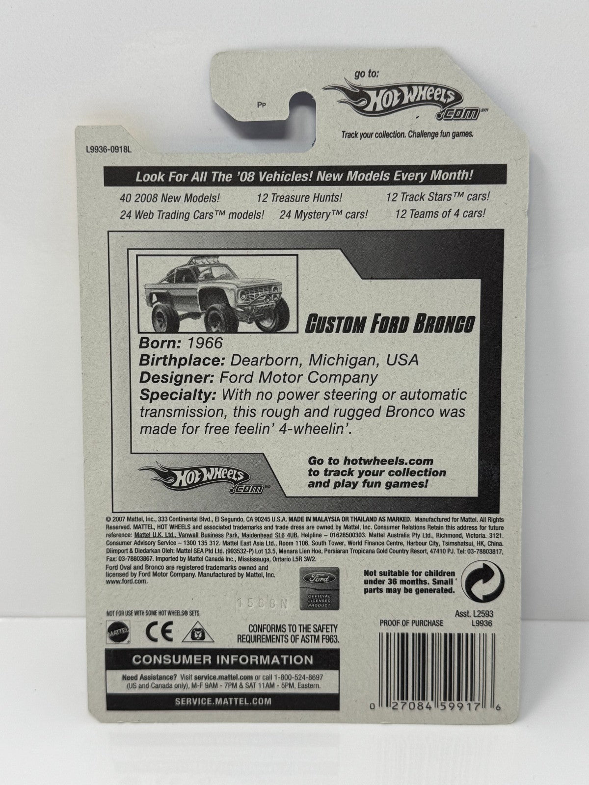 Hot Wheels New Models Custom Ford Bronco 1:64 Diecast Factory Sealed