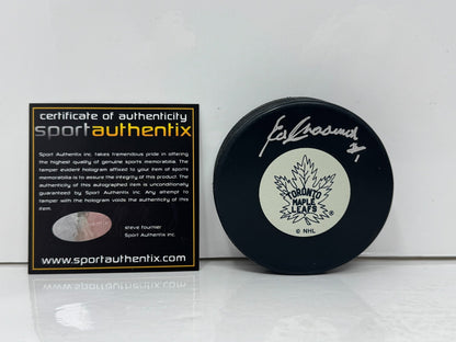 Ed Chadwick Toronto Maple Leafs Signed NHL Autograph Puck Silver Auto