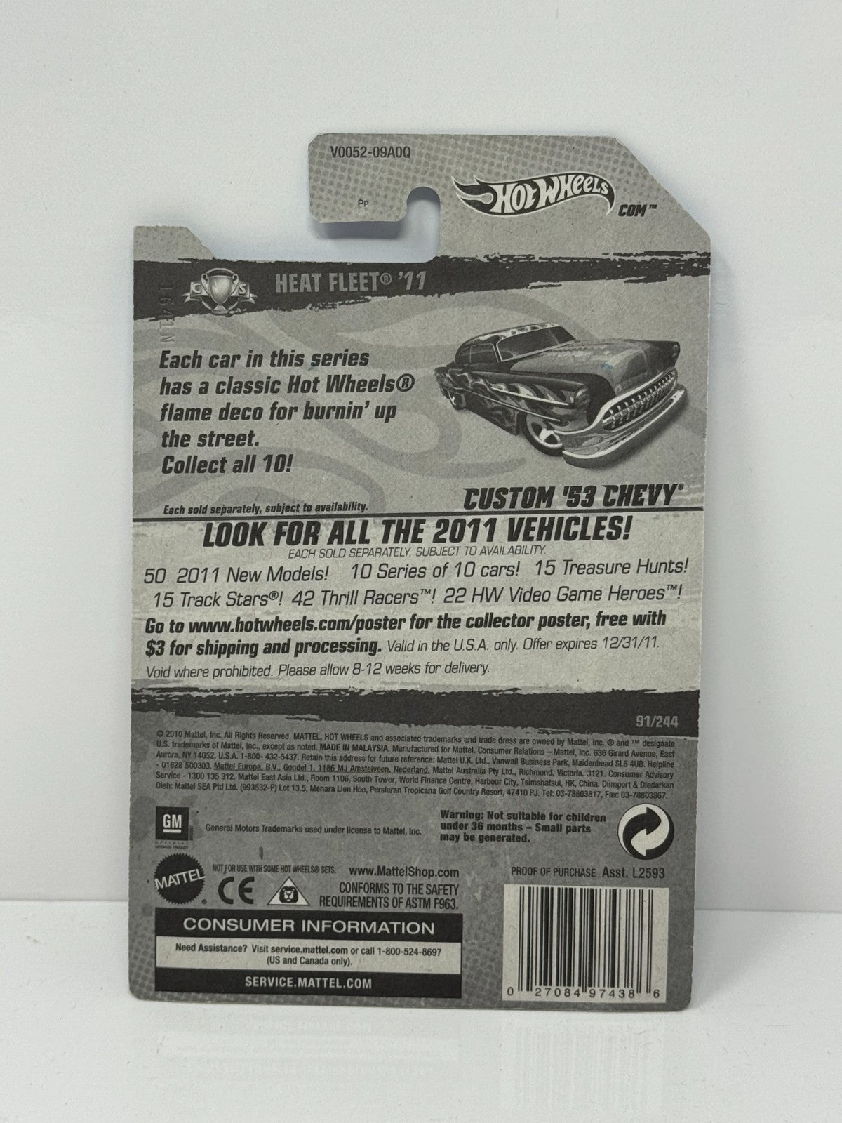 Hot Wheels Heat Fleet ’11 1953 Custom Chevy 1:64 Diecast Factory Sealed
