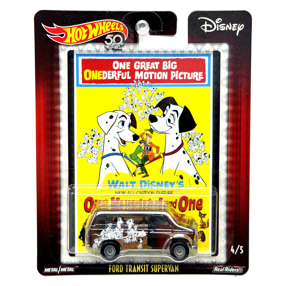 Hot Wheels Disney 101 Dalmatians Ford Transit Supervan 1:64 Diecast Real Riders