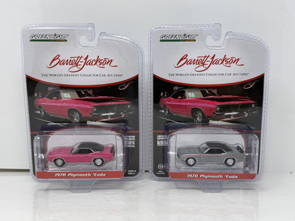 GreenLight Barrett-Jackson 1970 Plymouth Cuda RAW CHASE & Regular 1:64 Diecast