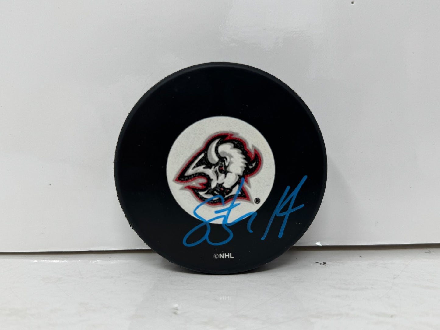 Stu Barnes Buffalo Sabres Signed NHL Autograph Puck Blue Auto