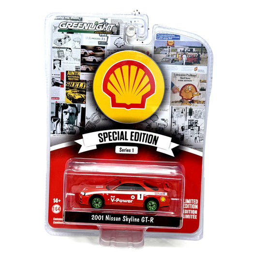 GreenLight Shell Oil Special Edition 2001 Nissan Skyline GT-R CHASE 1:64 Diecast