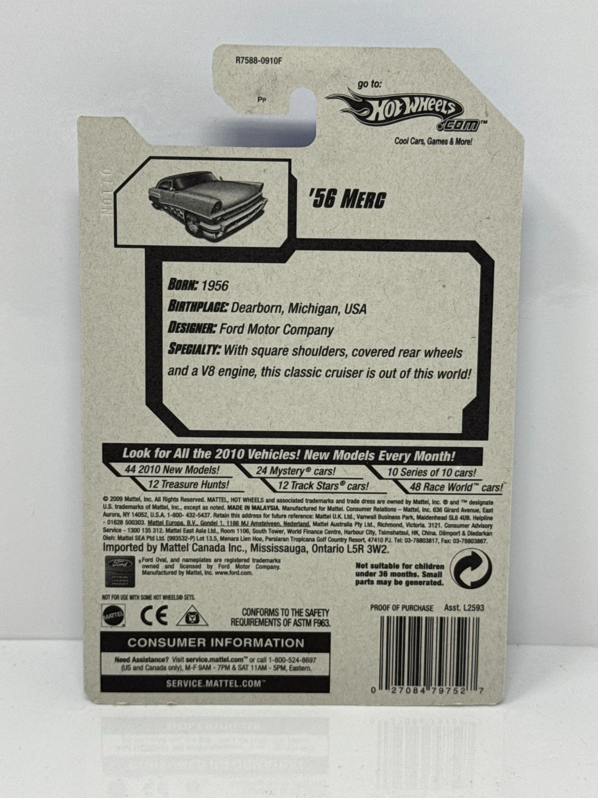 Hot Wheels Hot Auction 1956 Merc 1:64 Diecast Factory Sealed Green
