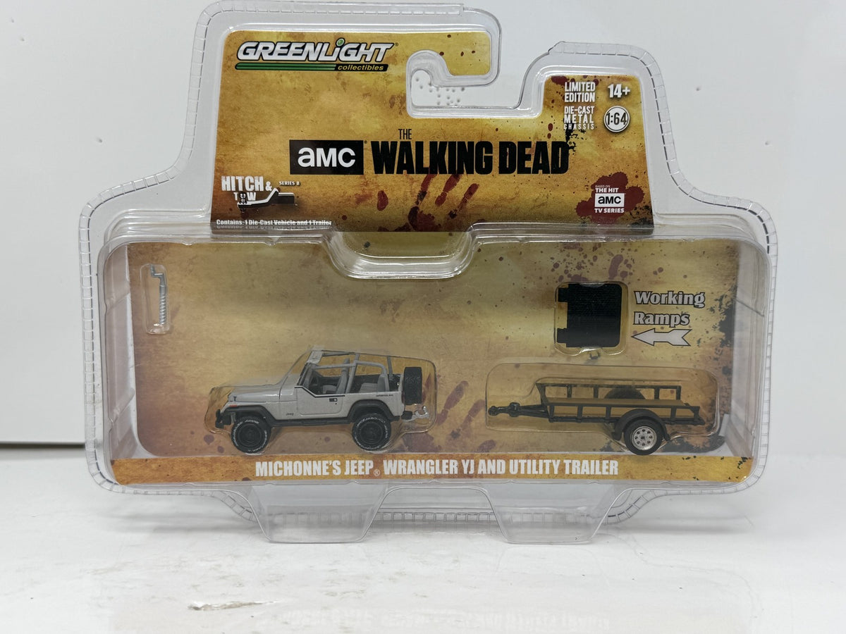Greenlight The Walking Dead Michonne's Jeep Wrangler YJ & Trailer 1:64 Diecast