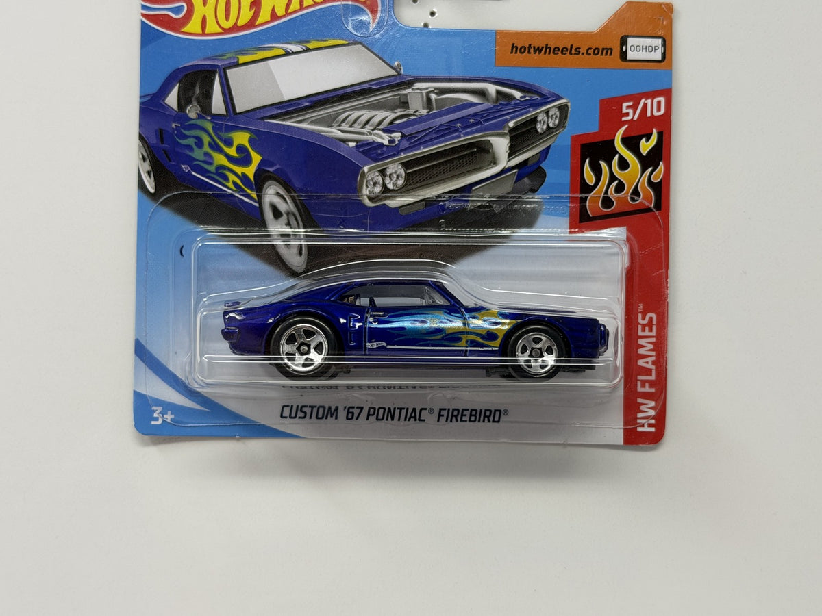 Hot Wheels Flames 1967 Pontiac Firebird 1:64 Diecast Blue Short Card