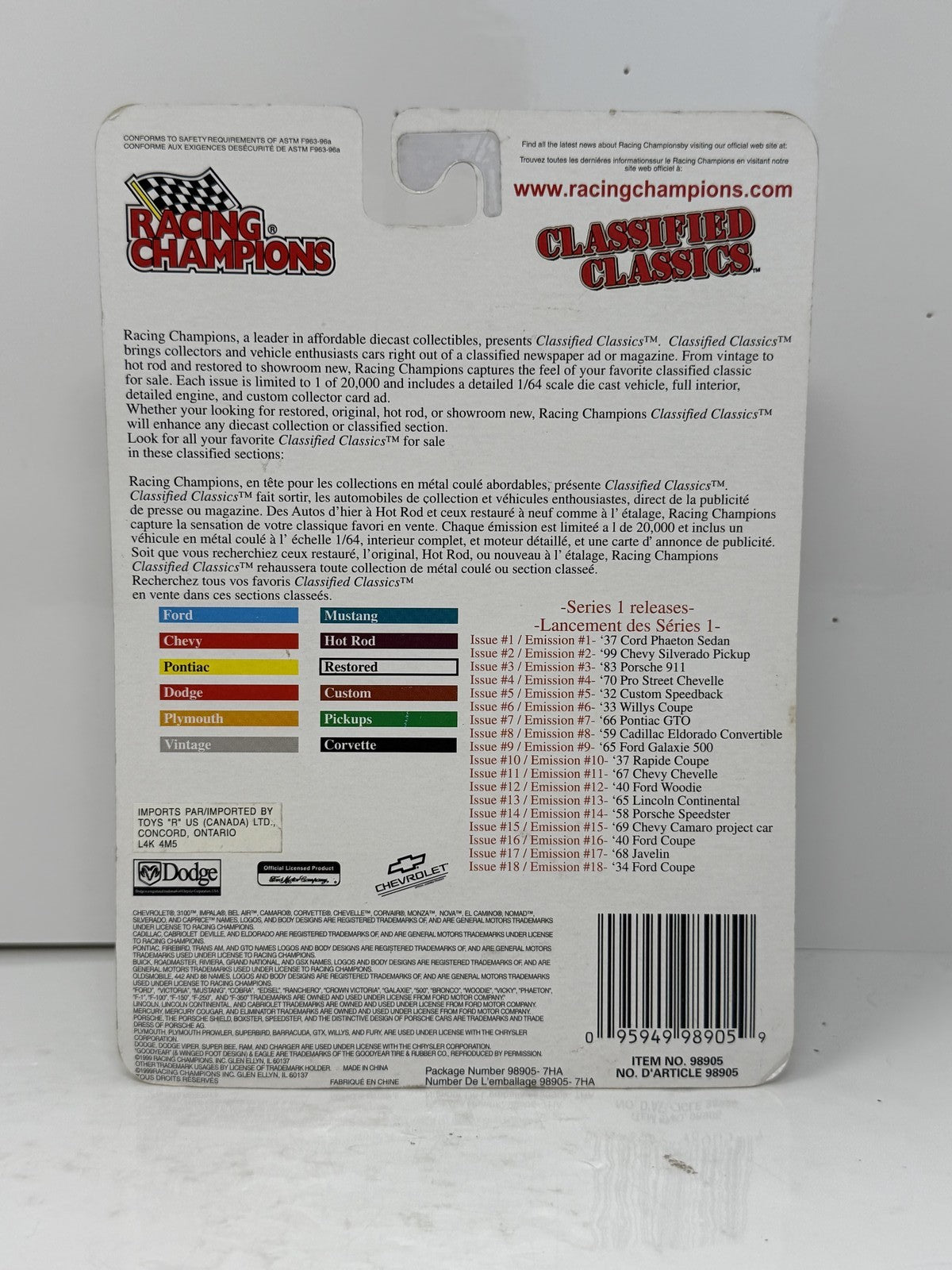 Racing Champions Classified Classics 1999 Chevrolet Silverado 1:64 Diecast