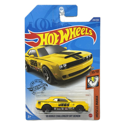 Hot Wheels Muscle Mania 2018 Dodge Challenger SRT Demon JEGS 1:64 Diecast Yellow
