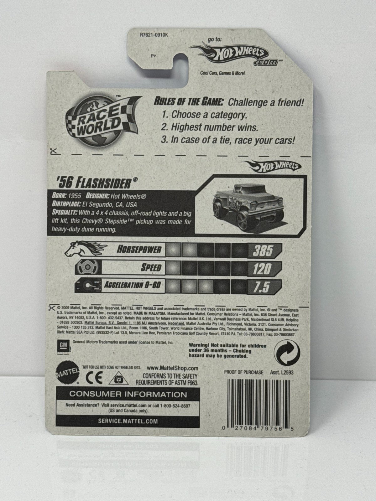 Hot Wheels Race World Desert 1956 Flashsider 1:64 Diecast Factory Sealed