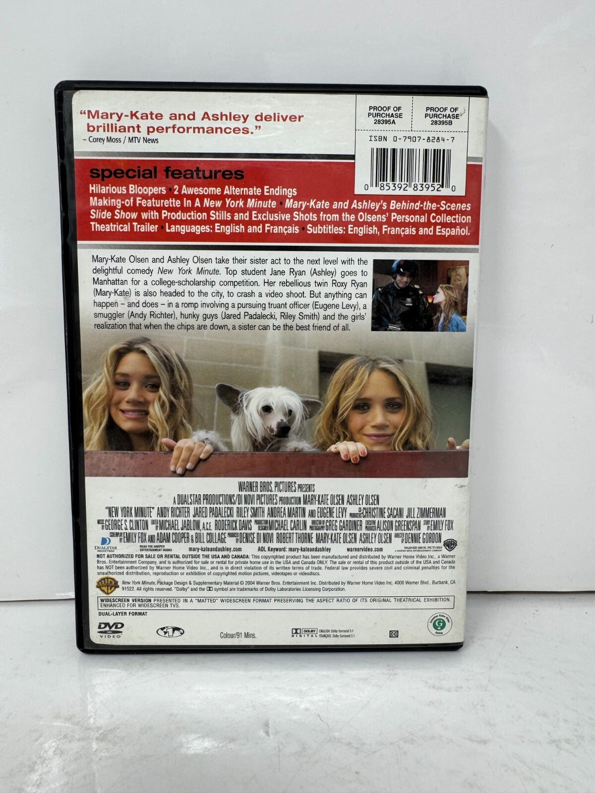 Mary-Kate & Ashley Olsen New York Minute (DVD) Family Good Condition!!!