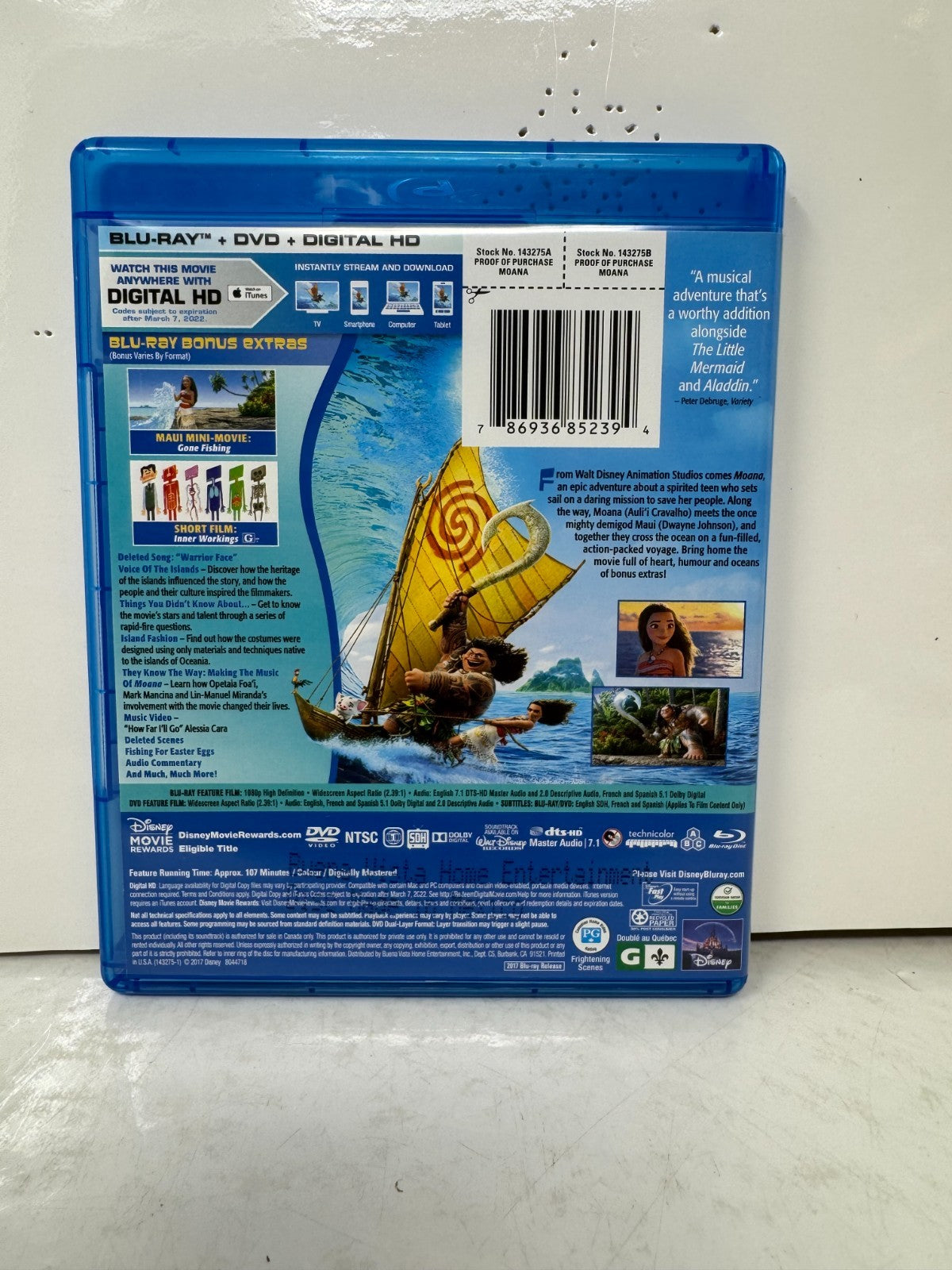 Moana (Blu-ray) Disney Animated Family Adventure Movie