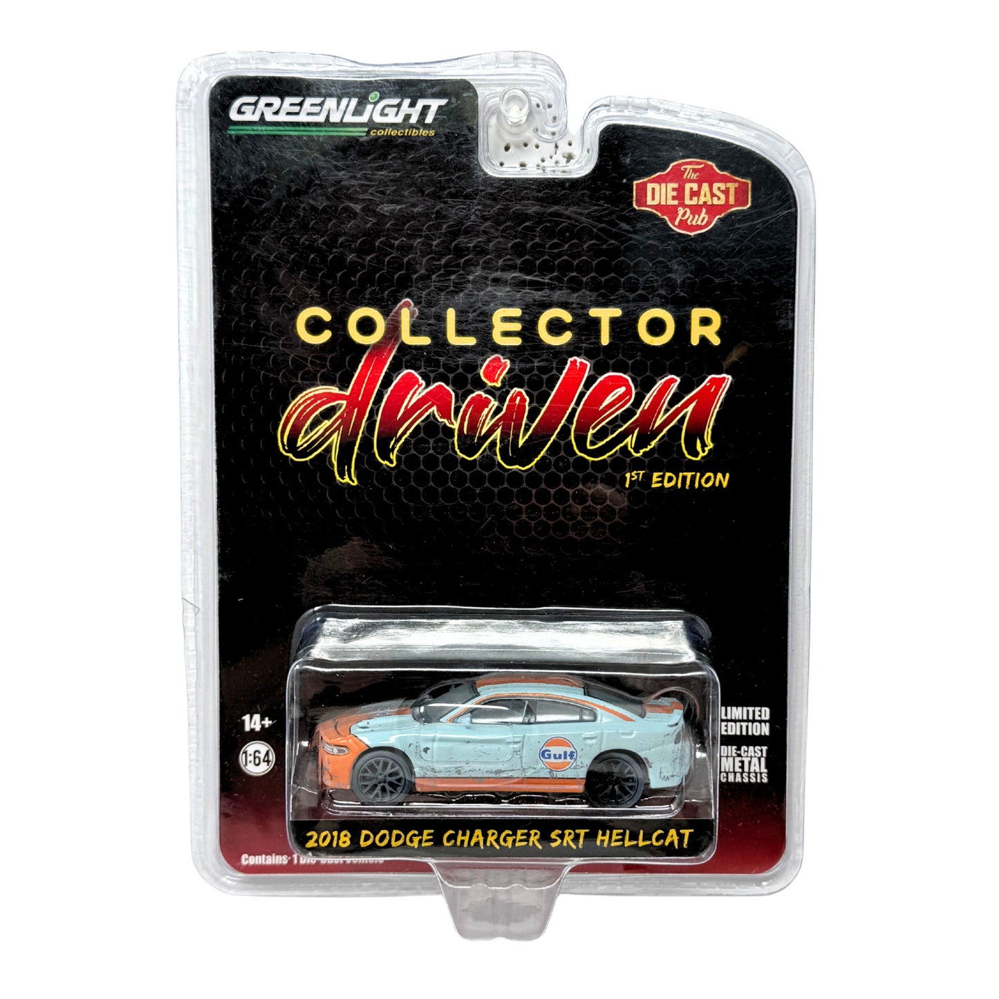 Greenlight Collector Driven 2018 Dodge Charger SRT Hellcat Gulf 1:64 Diecast