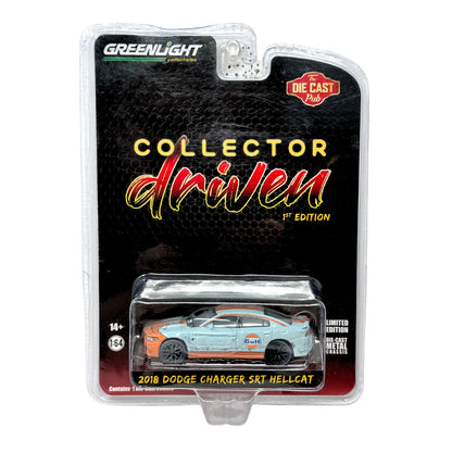 Greenlight Collector Driven 2018 Dodge Charger SRT Hellcat Gulf 1:64 Diecast