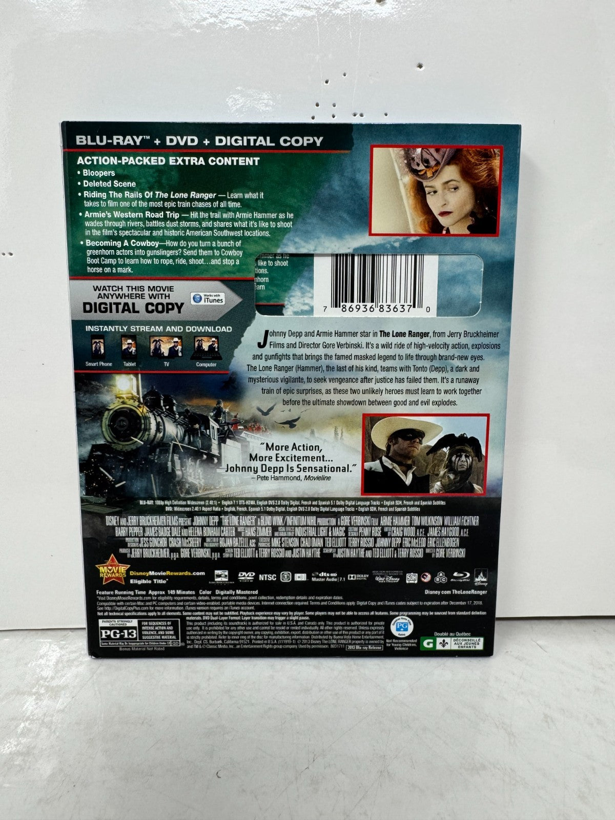 The Lone Ranger (Blu-ray) Disney Johnny Depp Action Adventure Movie