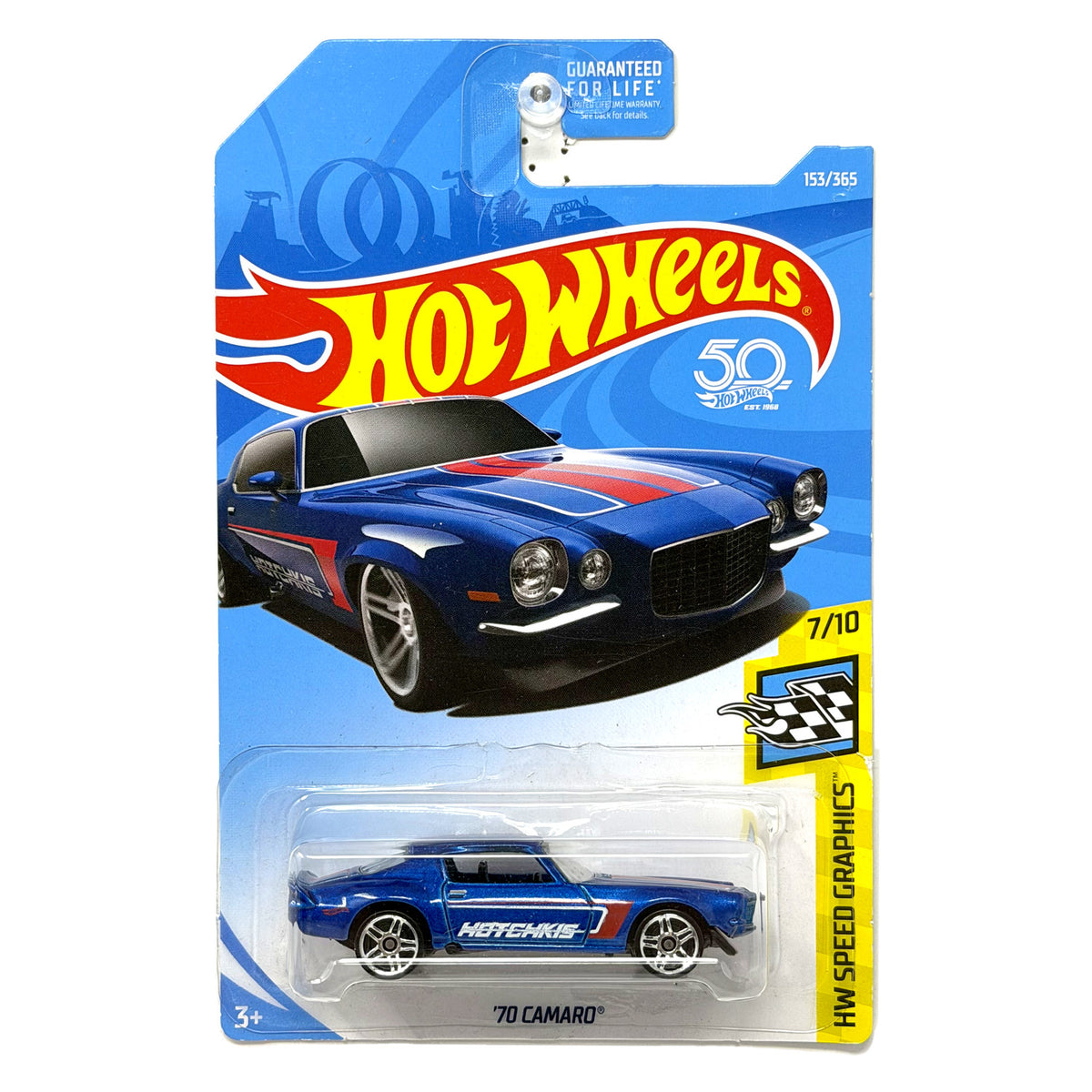 Hot Wheels HW Speed Graphics 1970 Chevrolet Camaro 1:64 Diecast Blue USA Card