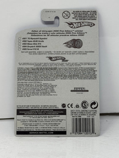Hot Wheels 2006 First Editions Ferrari 512M Blue 1:64 Diecast