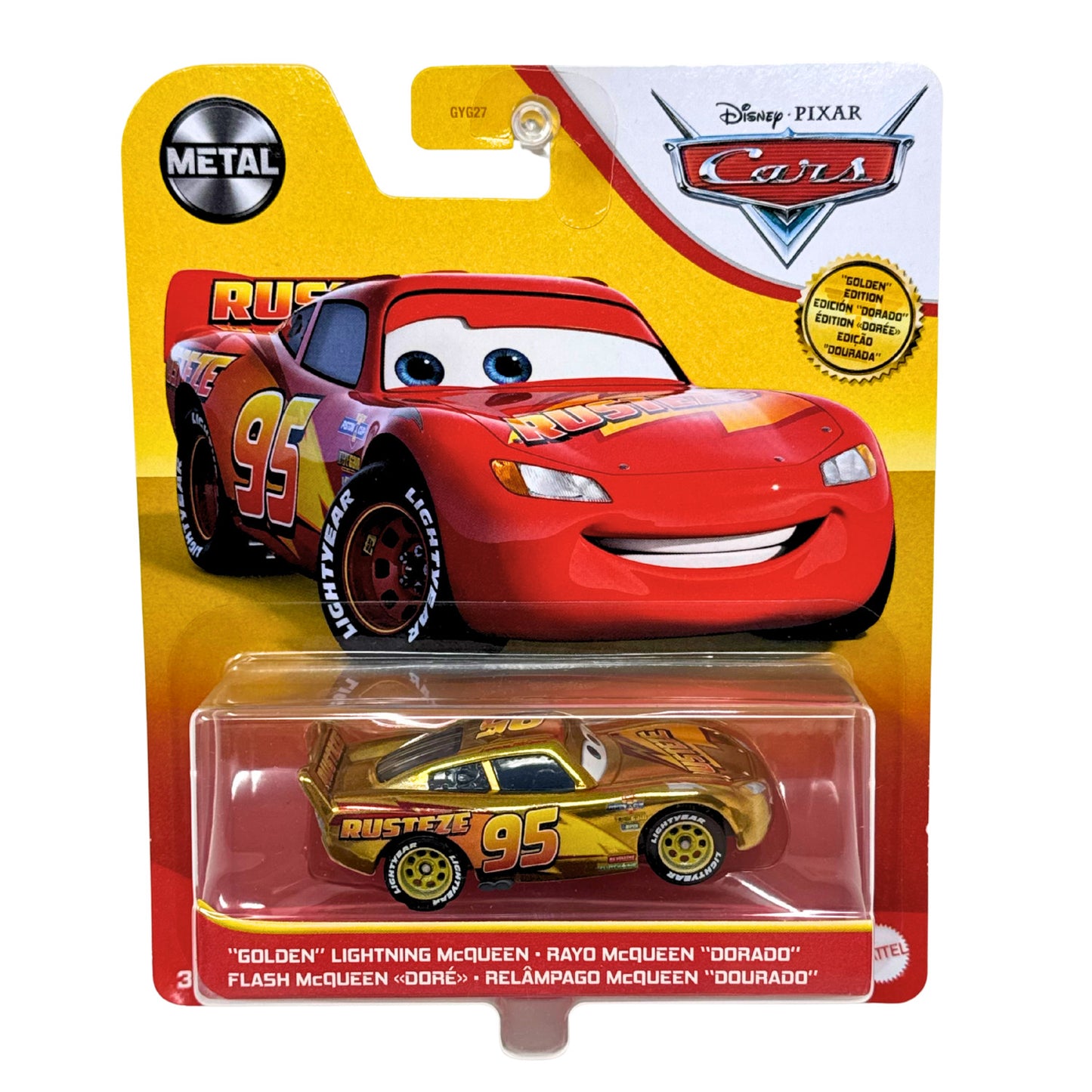 Disney Pixar Cars Golden Lightning McQueen Rust-Eze Edition 1:55 Diecast