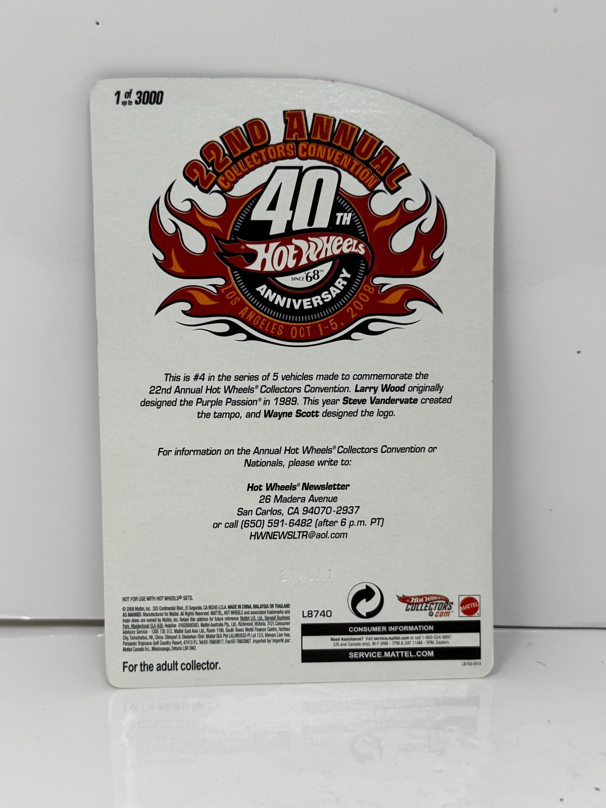 Hot Wheels 2008 22nd Annual Collectors Convention Purple Passion 1:64 Diecast
