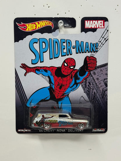 Hot Wheels Marvel Spider-Man '64 Chevy Nova Delivery Real Riders 1:64 Diecast