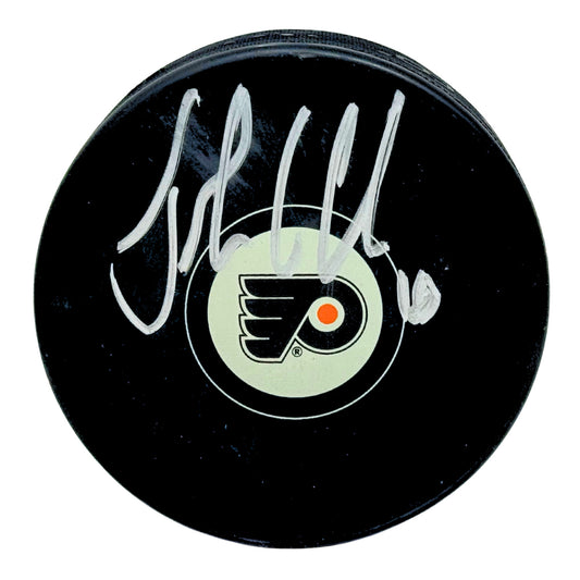 John LeClair Philadelphia Flyers Signed NHL Autograph Puck Silver Auto