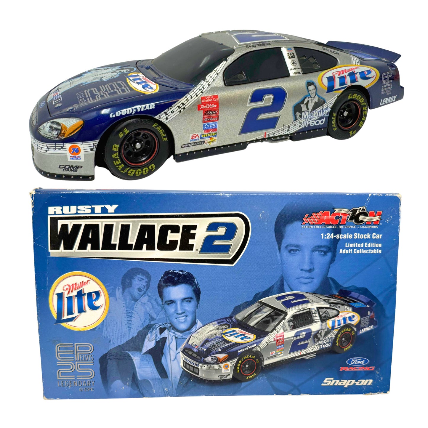 Action NASCAR Rusty Wallace #2 Miller Lite Elvis 2002 Taurus 1:24 Diecast