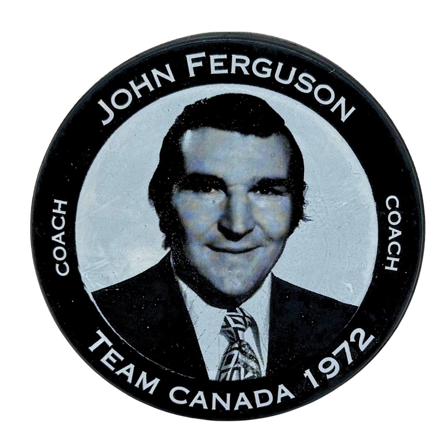 John Ferguson Coach Team Canada 1972 Summit Series Commemorative Hockey Puck
