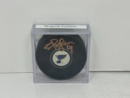 Shayne Corson St. Louis Blues Signed NHL Autograph Puck Gold Auto