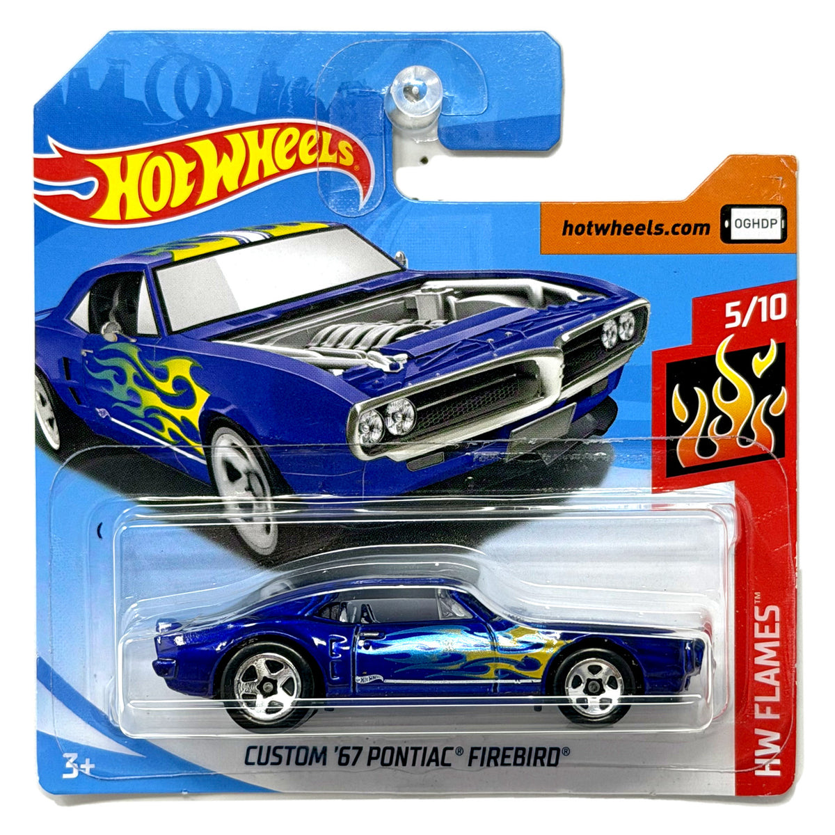 Hot Wheels Flames 1967 Pontiac Firebird 1:64 Diecast Blue Short Card