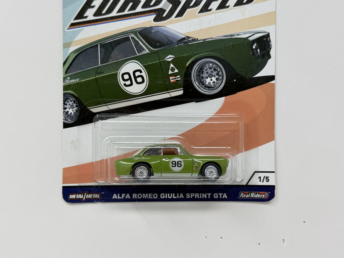 Hot Wheels Euro Speed Alfa Romeo Giulia Sprint GTA 1:64 Diecast Real Riders